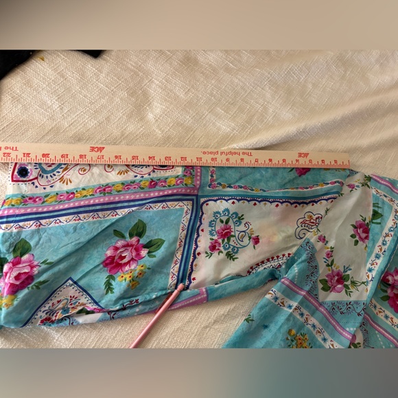 Plum Pretty Sugar Blue and Pink 100% Silk Short Robe Women’s XL - Picture 9 of 12